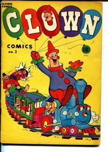 Clown Comics #2 1946-slapstick humor-man in drag story-train cover-VG