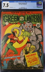 Green Lantern #7 1943 CGC 7.5 - Classic Golden Age Robot Cover - Super Rare