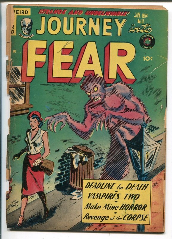 Journey Into Fear #17 1954-Superior-pre-code horror-vampire-Tommy Gun-zombie-G-