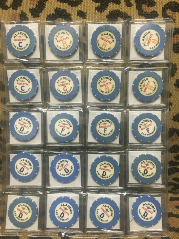 20 ALADDIN CASINO ROULETTE CHIPS - RARE - VEGAS NM BLUE COLLECTION