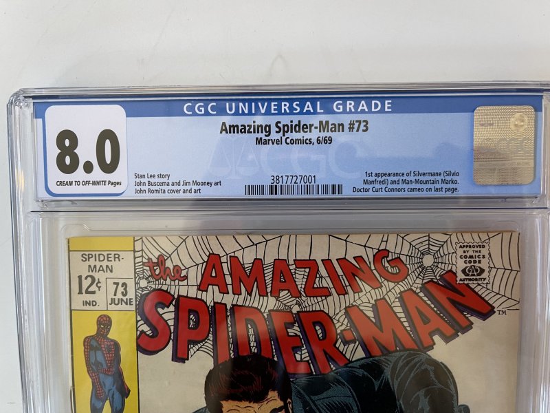 Amazing Spider-Man #73 CGC 8.0 White Pages! 1969 1st App SIlvermane