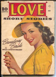 PULP:  Love Short Stories 7/1942-pin-up girl with tennis racket-spicy pulp th...