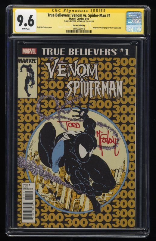 True Believers: Venom vs. Spider-Man #1 CGC NM+ 9.6 SS McFarlane 2nd Print 300