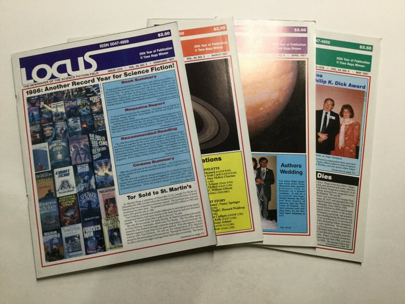 Locus Magazine 1987 313-316 318 322 Magazine Lot Vf 8.0 Warner Publisher