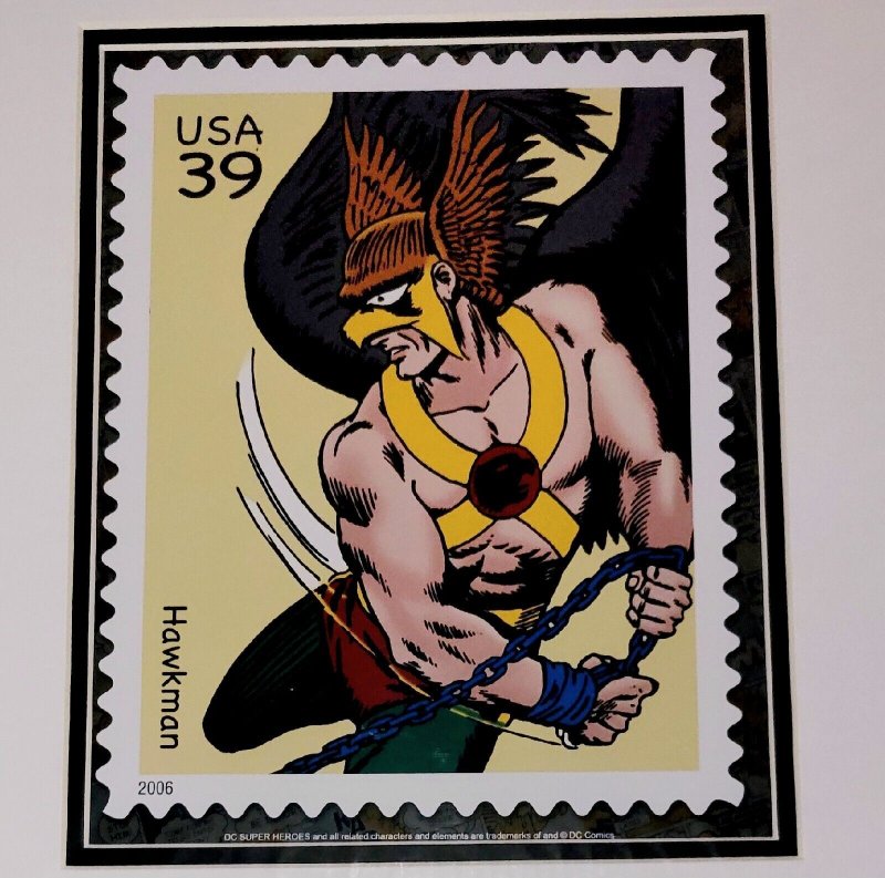 12×16 HAWKMAN DC 2006 Comic Con Stamp Art USPS/SDCC 1st DAY Art