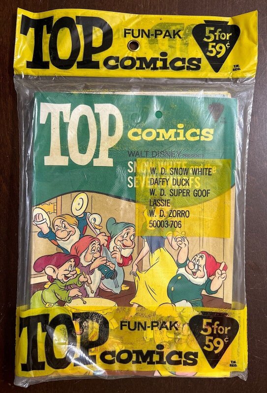 Top Comics Sealed 5-Comic Fun-Pak ZORRO Daffy Duck SUPER GOOF Snow White LASSIE