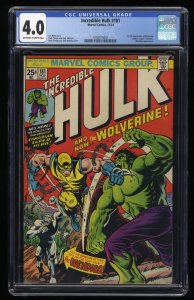 Incredible Hulk #181 CGC VG 4.0 Off White to White 1st Appearance Wolverine!