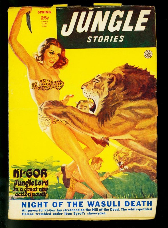 Jungle Stories Spring 1952- Spicy cover- Fiction House Ki-Gor- FINE