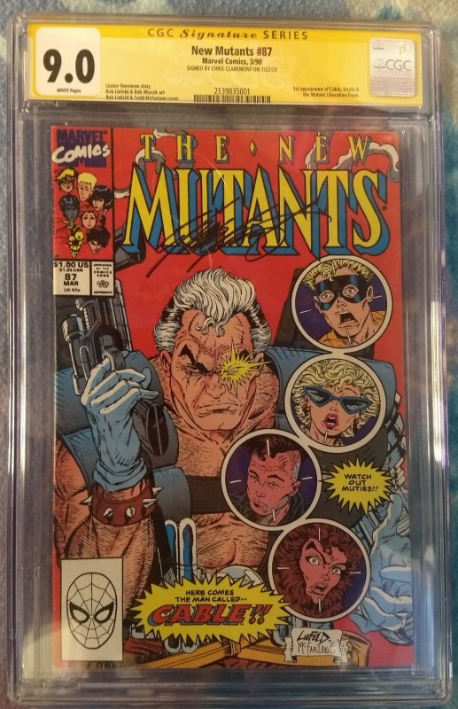 The New Mutants 87 CGC 9.0 KEY issue Signed by Chris Clermont 1st app of Cable