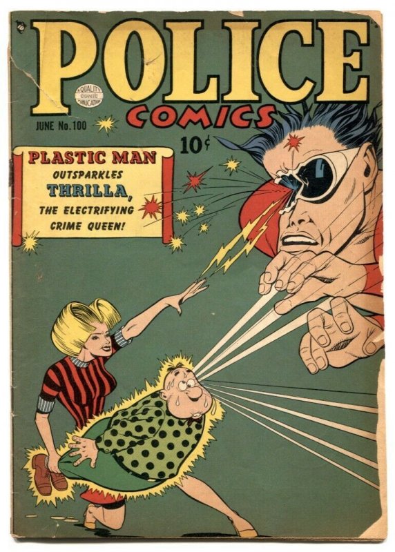 Police Comics #100 1950- PLASTIC MAN- Spirit- Candy G 