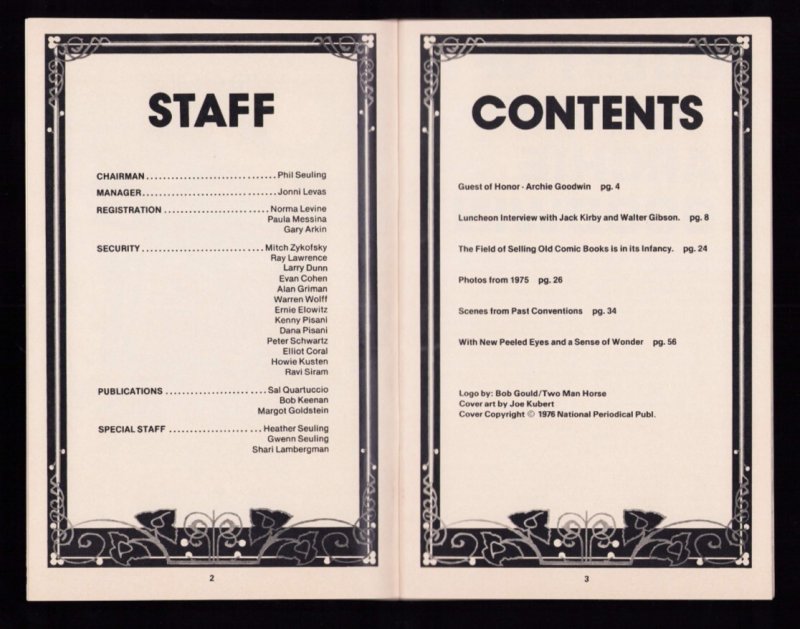 Phil Seuling's 1976 Comic Art Convention Program - Sgt. Rock by Joe Kubert (6.5)