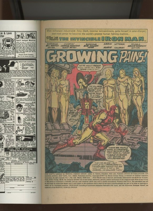 (1978) Iron Man #108: BRONZE AGE! WE COMBINE SHIPPING! (8.0)