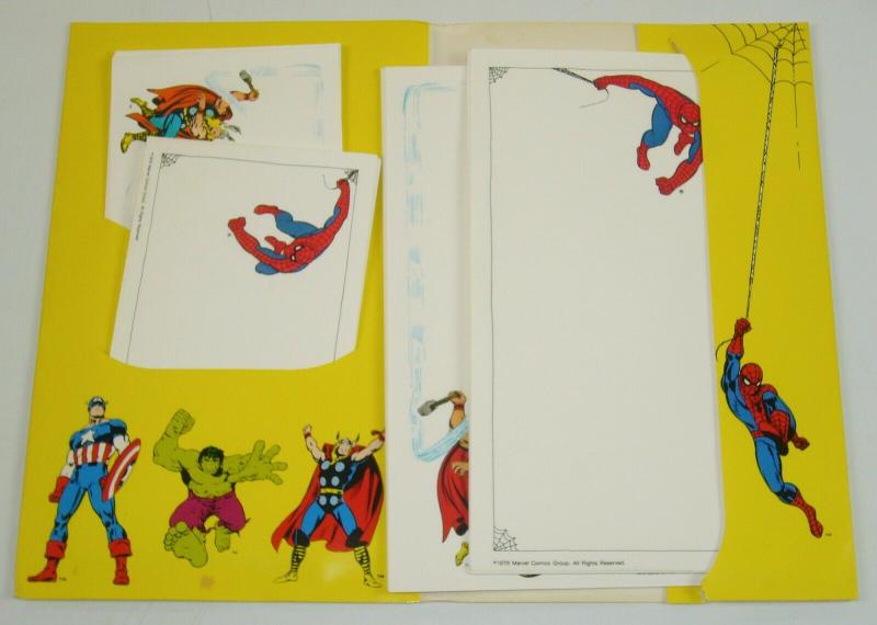 Superhero Notes: Spider-Man and Thor 1978 Stationary Set - envelopes & notes