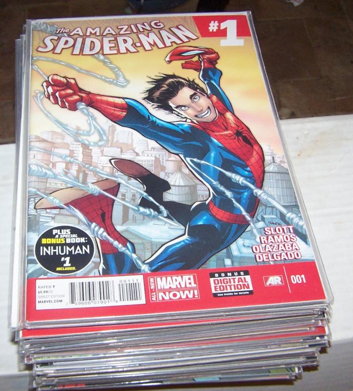 Amazing Spider-Man #  1 (jUNE 2014, Marvel)PETER IS BACK ! ELECTRO +INHUMAN