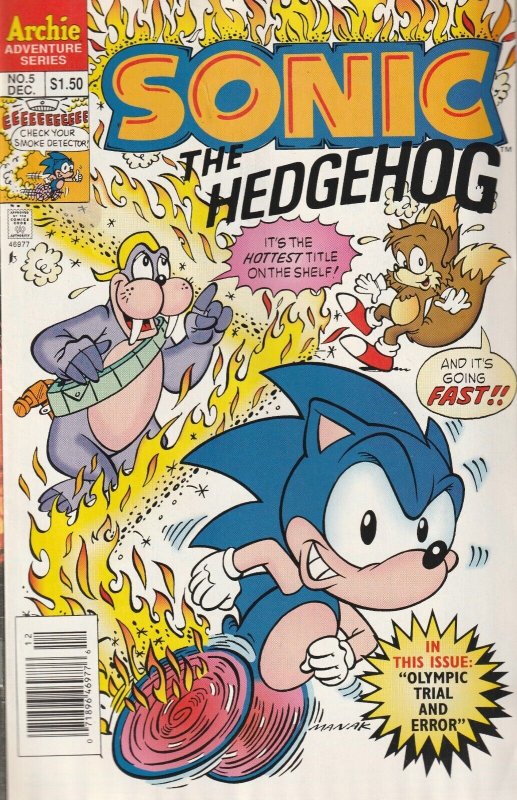 Sonic The Hedgehog # 5 CPV Newsstand Cover VF+ Archie Adventure 1993 Rare [B2]