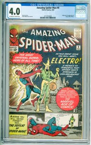 Amazing Spider-Man #9 (1964) CGC 4.0! OW Pages! 1st Appearance of Electro!