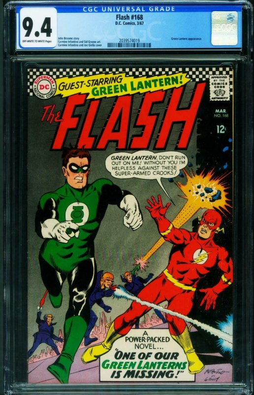 THE FLASH #168 CGC 9.4-GREEN LANTERN COVER-INFANTINO-2039574019