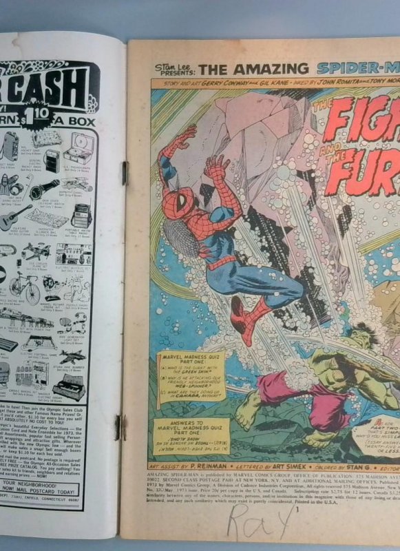 Amazing Spider-Man #120, VG Hulk, Marvel Comics, 1973 JR1 SEE PICS