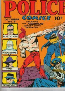 Police Comics #3 (1941)  Golden Reprint 3rd Plastic Man, Human Bomb, Red Ryder!