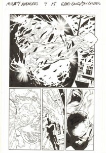 Mighty Avengers #9 p.15 - She-Hulk Smash Splash - 2014 Signed art by Greg Land