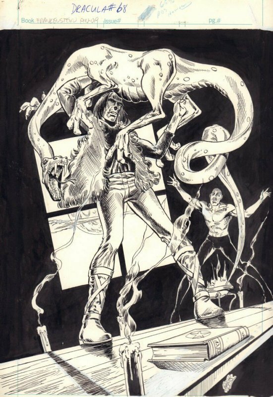 Dracula #68 UK Marvel Issue - Frankenstein Pin-Up - 1975 art by Carl Potts
