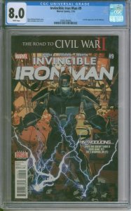 Marvel Comics Invincible Iron Man #9 CGC 8.0 1st Full Appearance Riri Williams