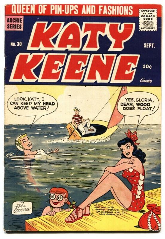 Katy Keene #30 Swimsuit cover-Archie-Bill Woggon-pin-ups FN+