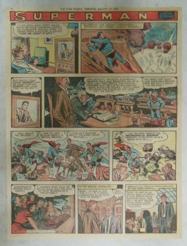 Superman Sunday Page #929 by Wayne Boring from 8/18/1957 Size ~11 x 15 inches