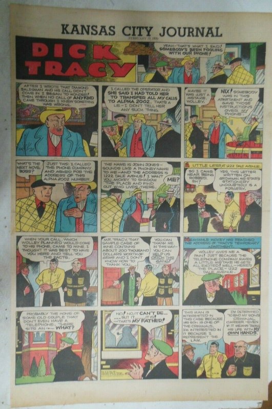  Dick Tracy Sunday Page by Chester Gould from 2/19/1939 Large Full Page Size 