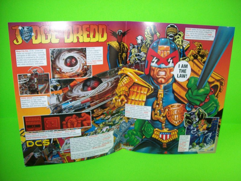 Judge Dredd Pinball FLYER Foldout Edition Original 1993 Super Hero Artwork Promo