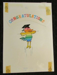 GRADUATION Congrats Rainbow Duck w/ Cap 5.5x8 Greeting Card Art #2370