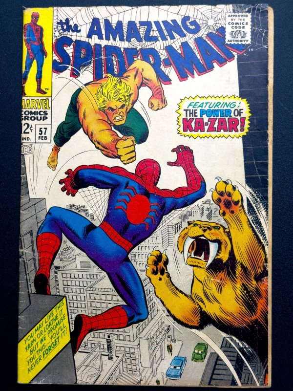 The Amazing Spider-Man #57 (1968) [KEY] 1st Spider-Man & Ka-Zar