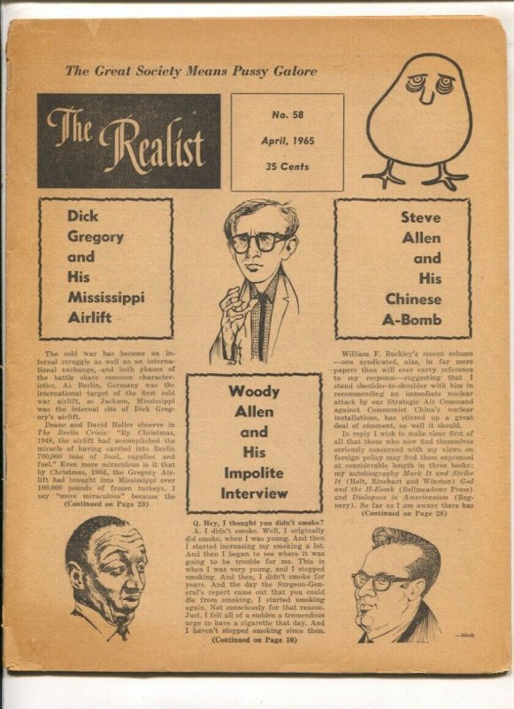 Realist #58 6/1965-Paul Krassner Counter culture magazine-Underground comix t...