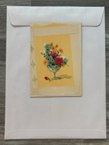 THANK YOU NOTE Colorful Flowers in Glass 4.5x7 Greeting Card Art T1902