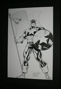 Captain America Full Figure Commission - 1996 Signed art by Steven Butler