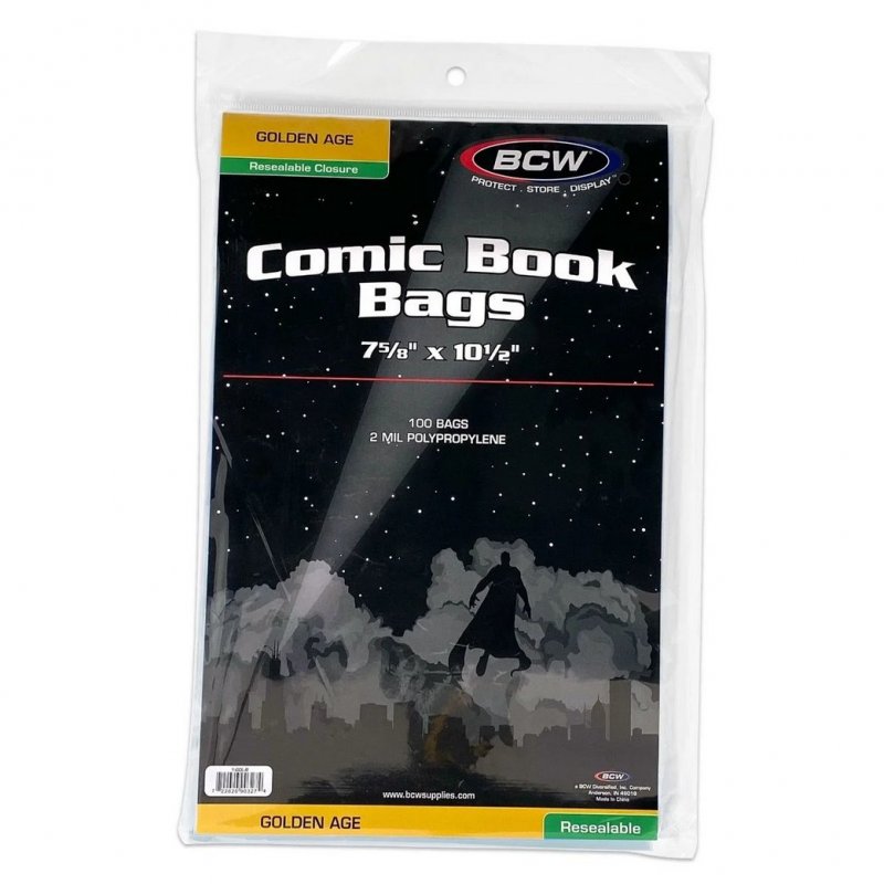 Resealable Golden Comic Bags 100 Bags per Pack