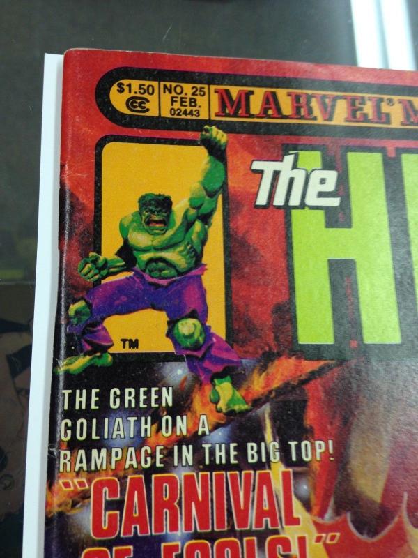 The Hulk 25 Magazine VF+ Joe Jusko Cover Gene Colan Pencils