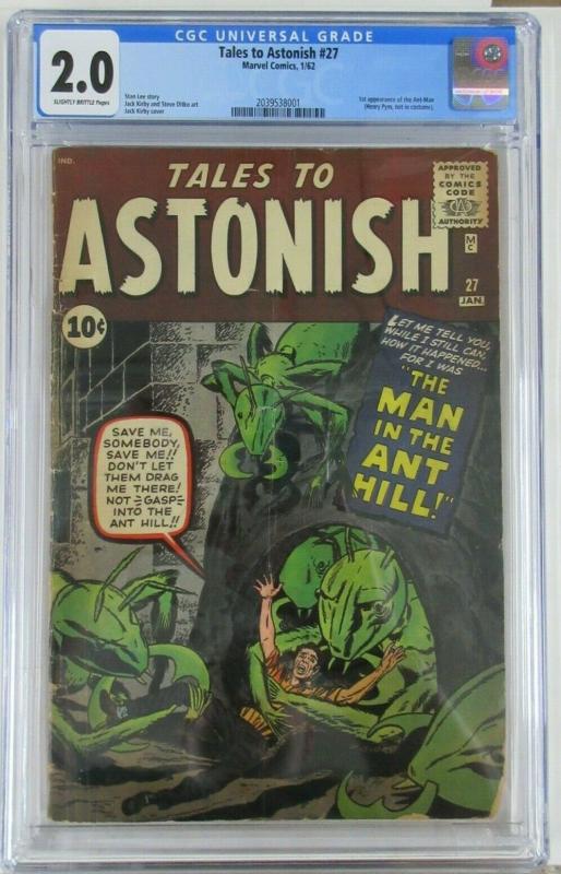 TALES TO ASTONISH #27 (Marvel,1/1962) FIRST HANK PYM- ANT-MAN! CGC 2.0 (Good)