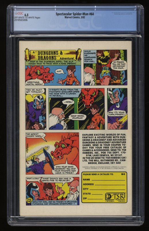 Spectacular Spider-Man #64 CGC FN+ 6.5 1st App Origin Cloak & Dagger!