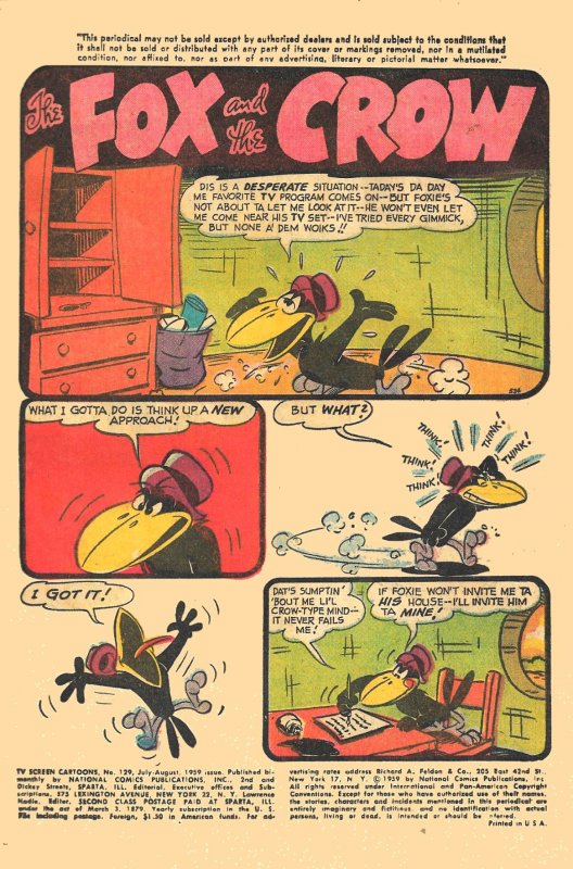 First 2 Issues of TV SCREEN CARTOONS #129, 130 (1959) 5.0 VG/FN Fox and Crow!