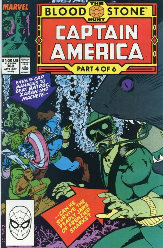Captain America #360 - 2nd Cameo Appearance of Crossbones - Marvel Comics 1989