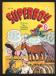 Superboy #74 1950'--Distributed in Australia-The Impossible Creatures story...