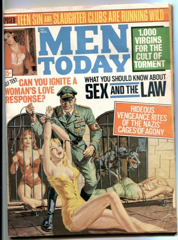 Men Today November 1969- caged women / dog terror cover VG-