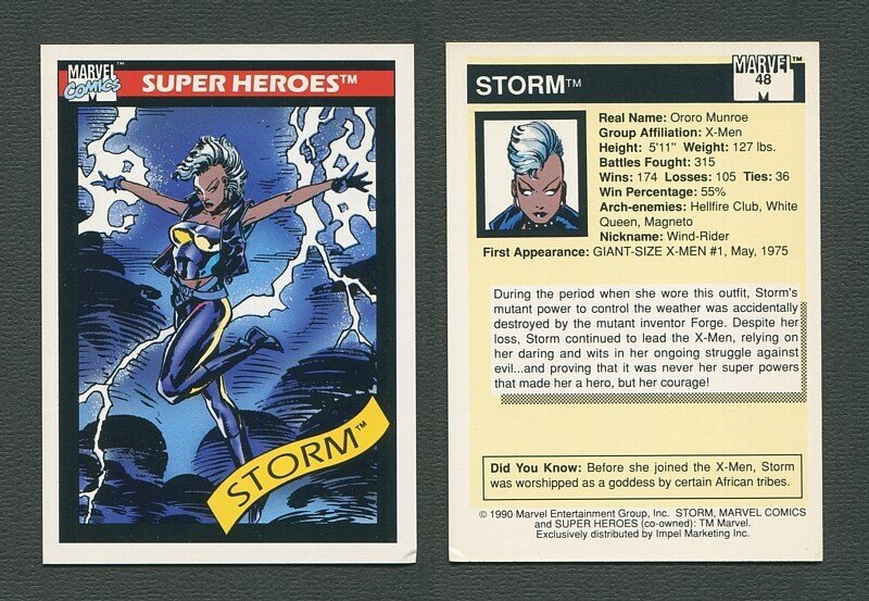 1990 Marvel Comics Card  #48  (Storm)   NM+