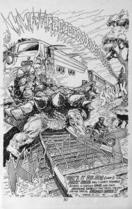 BUDD ROOT original art, CAVEWOMAN #2 pg #30, 1st series, Splash, 1994, Dinosaur