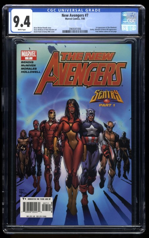 New Avengers #7 CGC NM 9.4 White Pages 1st Illuminati!