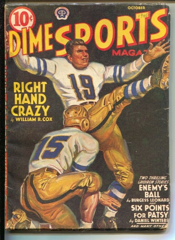 Dime Sports 10/1940-Popular-Cover with football kicker-field goal cover-Baseb...