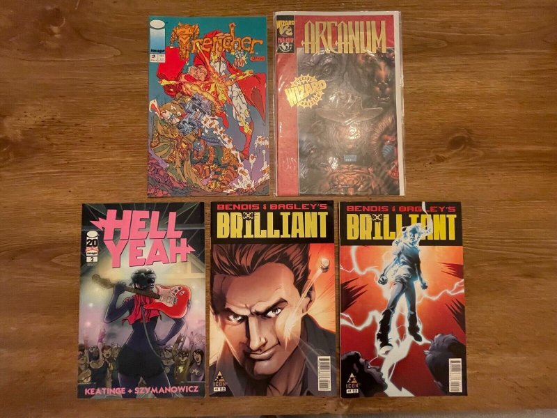5 Comic Books Brilliant # 1 2 + Hell Yeah #2 + Arcanum # 1/2 + Trencher # 3 J944