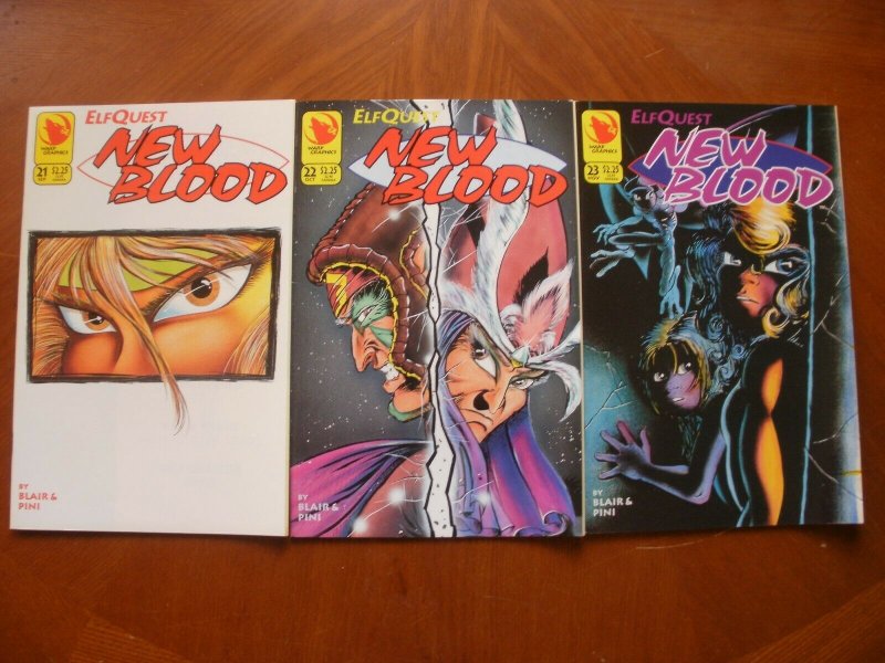 3 Near-Mint Warp ELFQUEST Comic NEW BLOOD #21 #22 #23 (1994) Blair Pini Chan