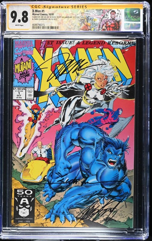 X-Men (1991) # 1 (CGC 9.8) Signed By Jim Lee * Chris Claremont * Scott Williams